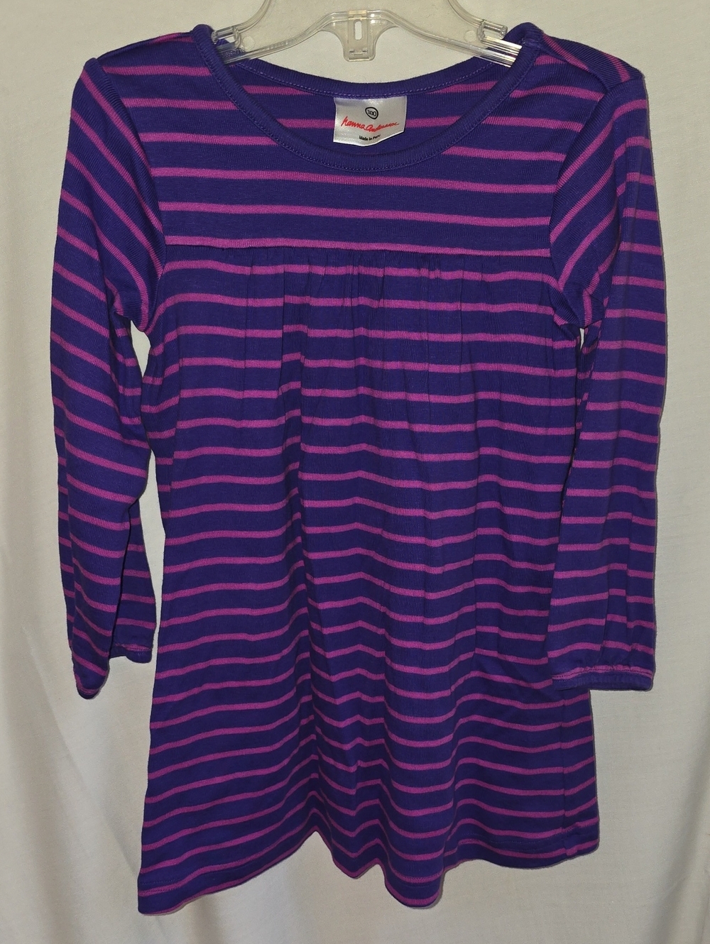 Hanna Andersson Purple and Pink Striped Long-Sleeve Kids Dress Top